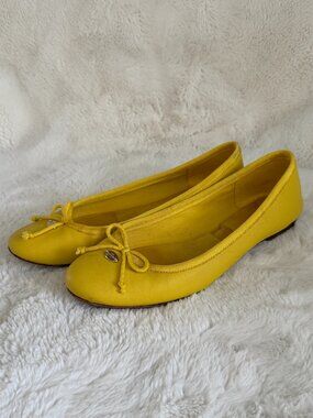 COACH Florabelle Yellow Leather Ballet Flats Size: 7.5B